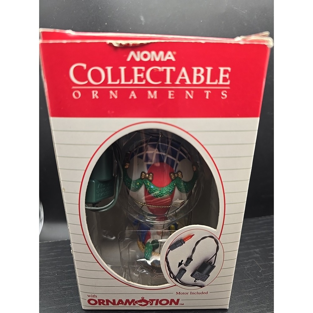 Noma Rotating Santa in Hot Air Balloon Collectable Ornament Ornamotion W/ Santa